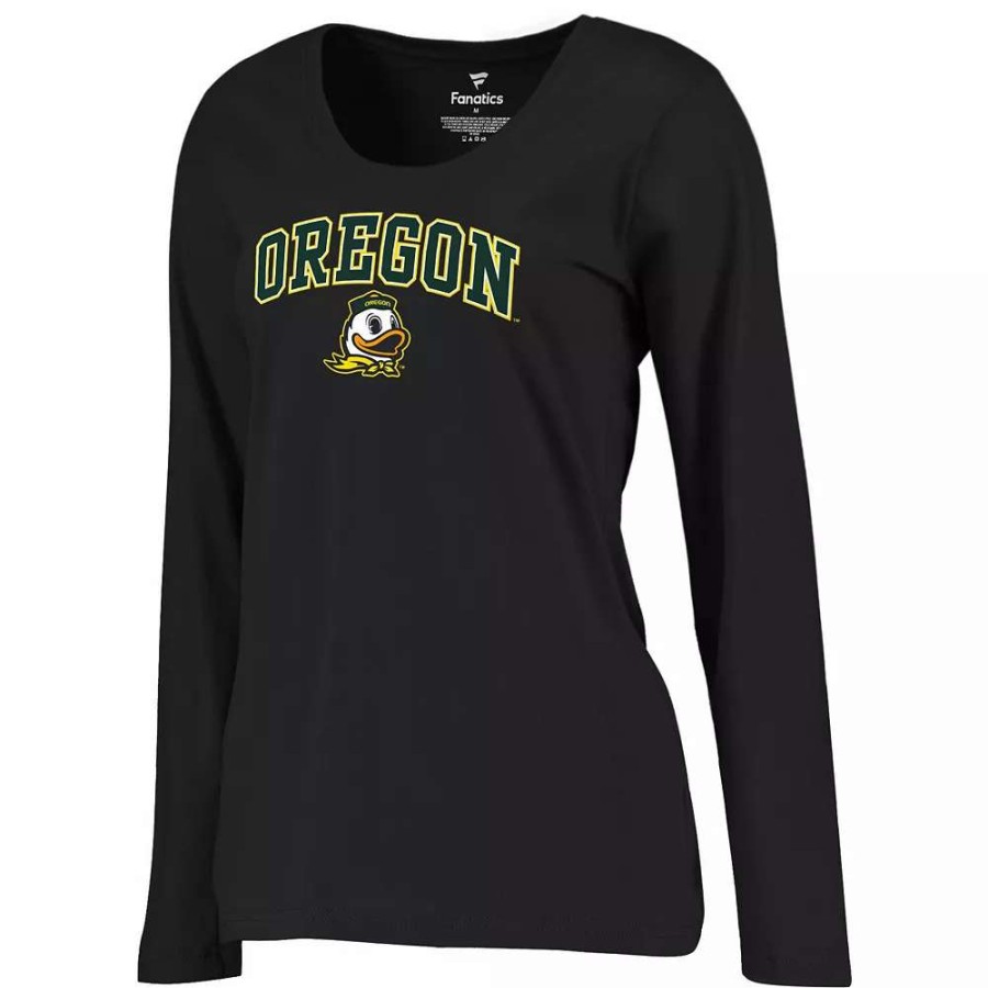 Tops * | Women'S Black Oregon Ducks Campus Long Sleeve T-Shirt