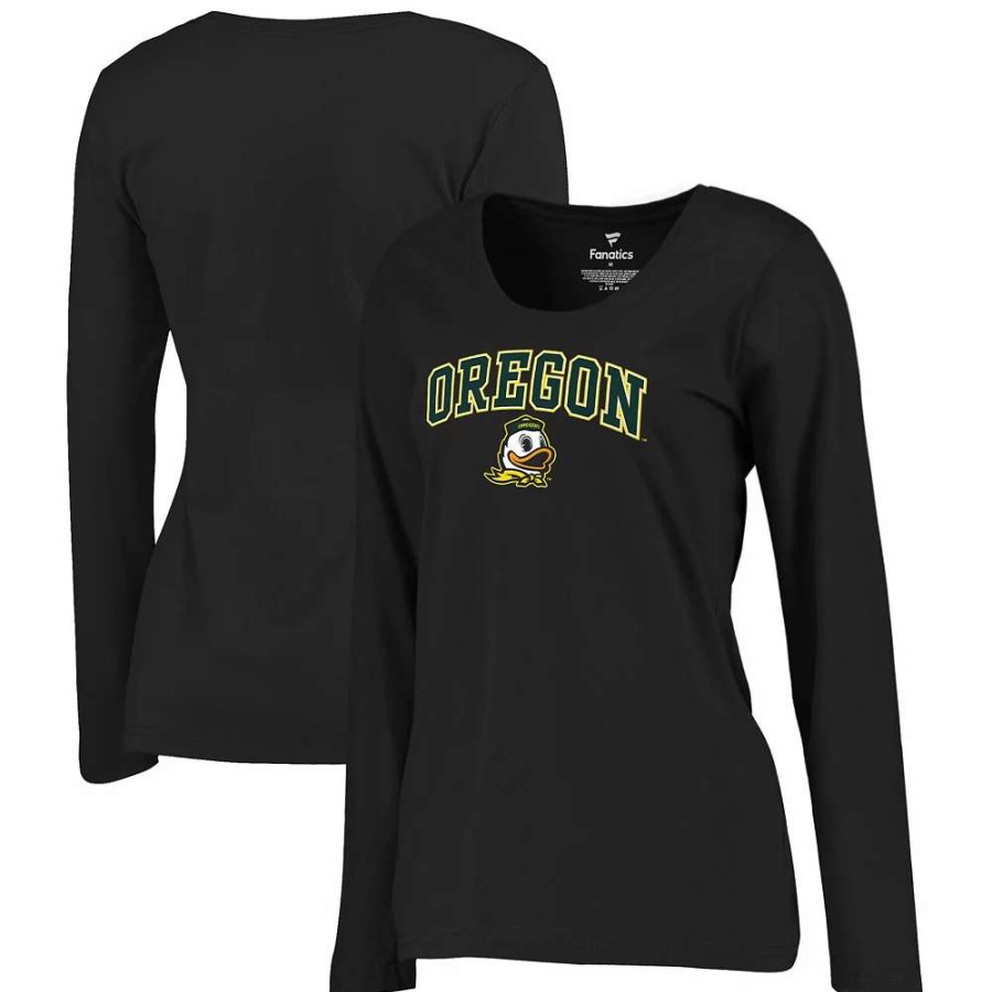 Tops * | Women'S Black Oregon Ducks Campus Long Sleeve T-Shirt