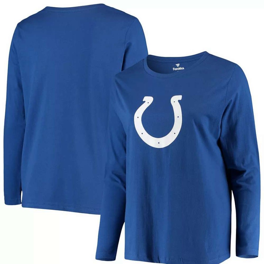 Tops * | Women'S Fanatics Branded Royal Indianapolis Colts Plus Size Primary Logo Long Sleeve T-Shirt