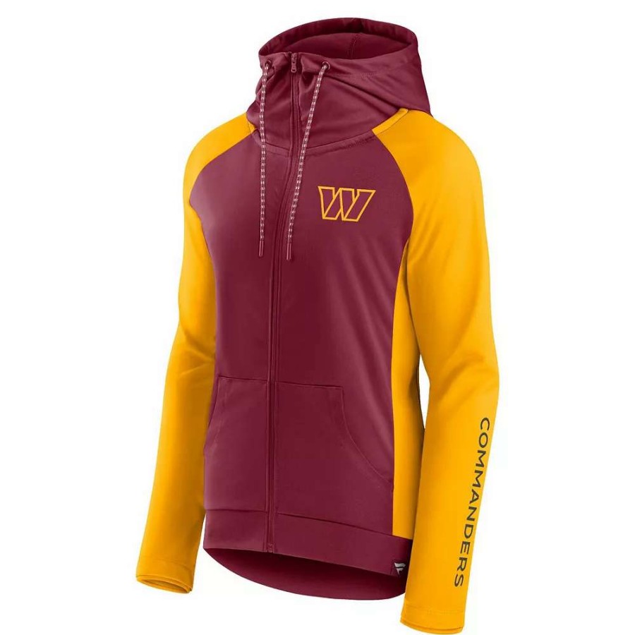 Outerwear * | Women'S Fanatics Branded Burgundy/Gold Washington Commanders End Around Raglan Full-Zip Hoodie