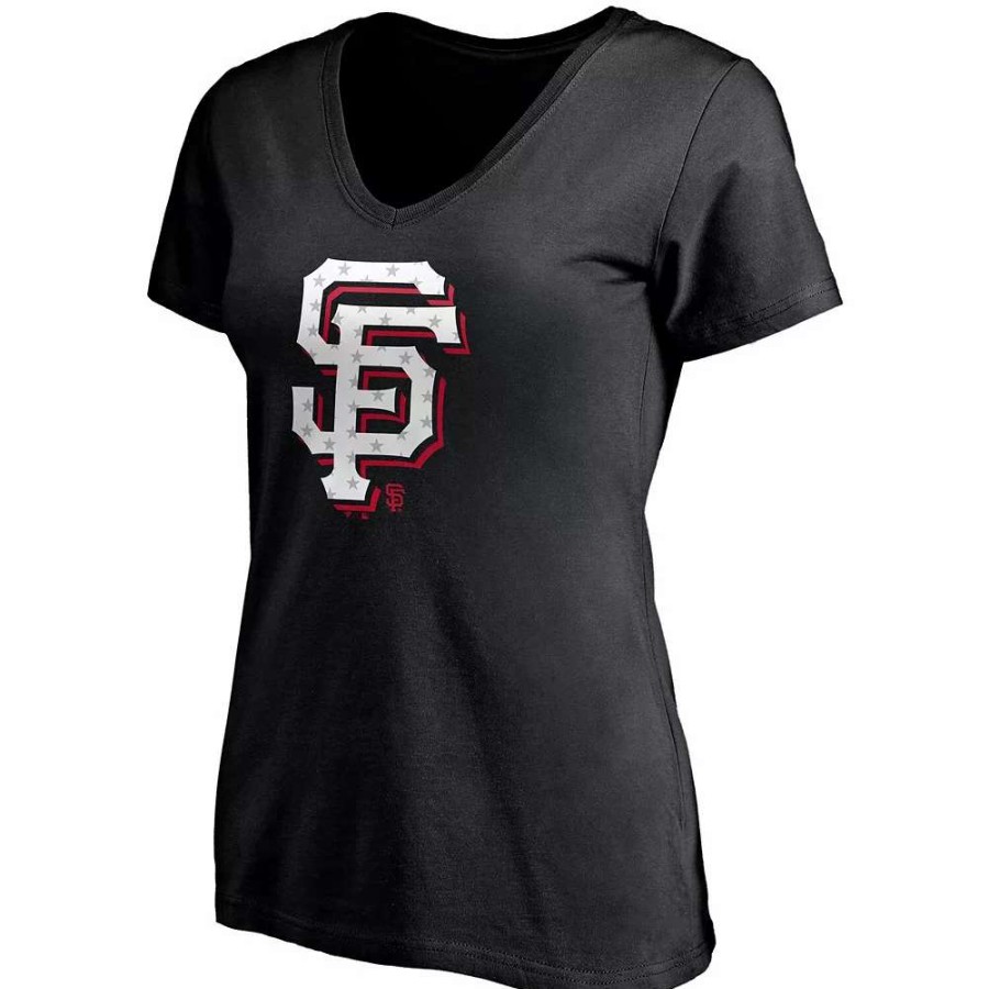 Tops * | Women'S Fanatics Branded Black San Francisco Giants Red White & Team V-Neck T-Shirt