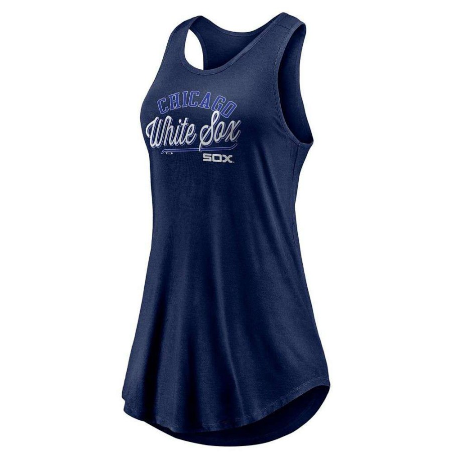 Tops * | Women'S Fanatics Branded Navy Chicago White Sox Simplicity Swing Racerback Scoop Neck Tank Top