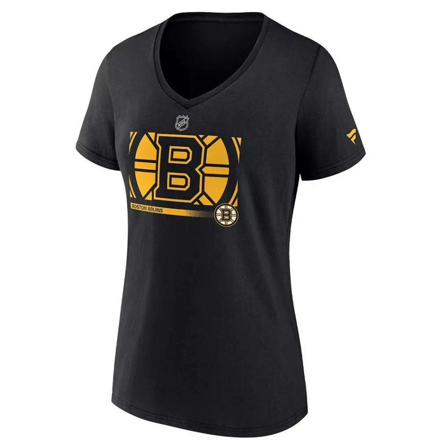 Tops * | Women'S Fanatics Branded Black Boston Bruins Authentic Pro Core Collection Secondary Logo V-Neck T-Shirt