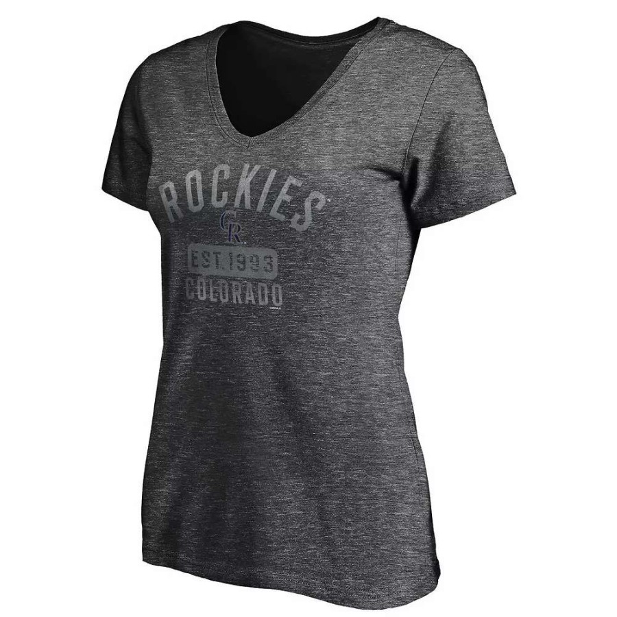 Tops * | Women'S Fanatics Branded Heathered Charcoal Colorado Rockies Old Time Favorite V-Neck T-Shirt