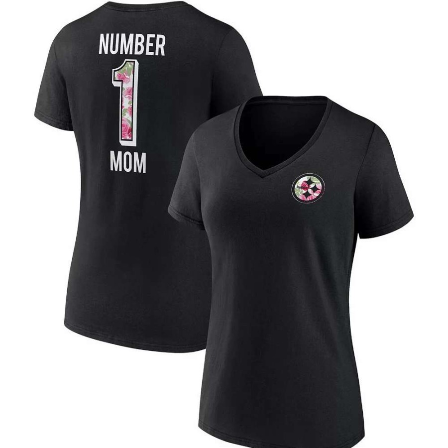 Tops * | Women'S Fanatics Branded Black Pittsburgh Steelers Team Mother'S Day V-Neck T-Shirt