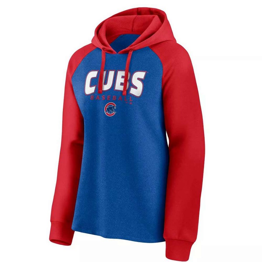 Tops * | Women'S Fanatics Branded Royal/Red Chicago Cubs Recharged Raglan Pullover Hoodie