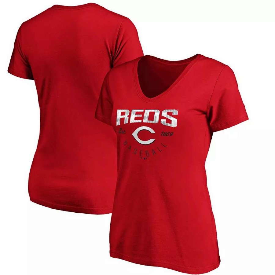 Tops * | Women'S Fanatics Branded Red Cincinnati Reds Live For It V-Neck T-Shirt