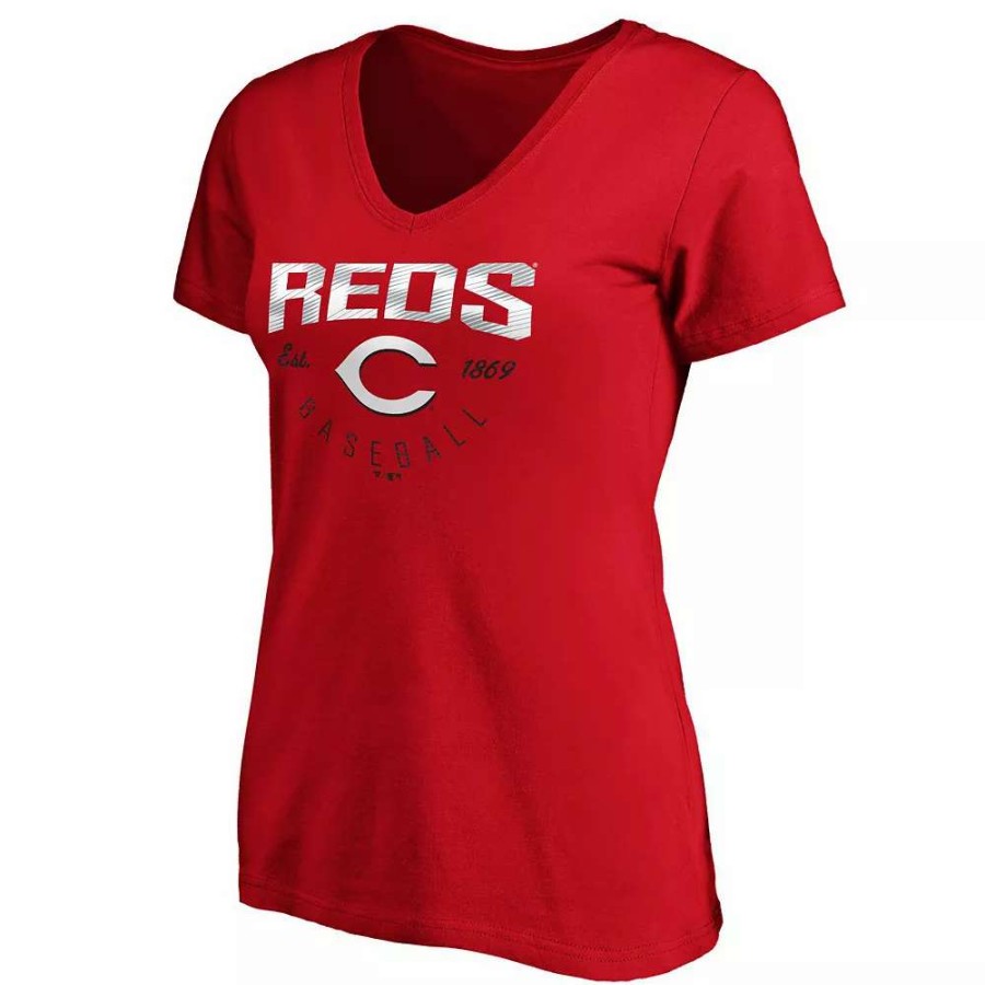 Tops * | Women'S Fanatics Branded Red Cincinnati Reds Live For It V-Neck T-Shirt