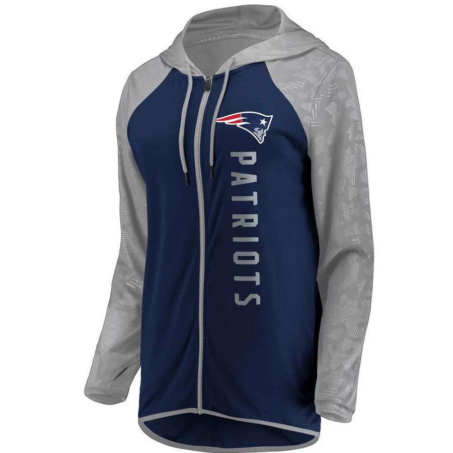 Tops * | Women'S Fanatics Branded Navy New England Patriots Forever Fan Logo Full-Zip Hoodie