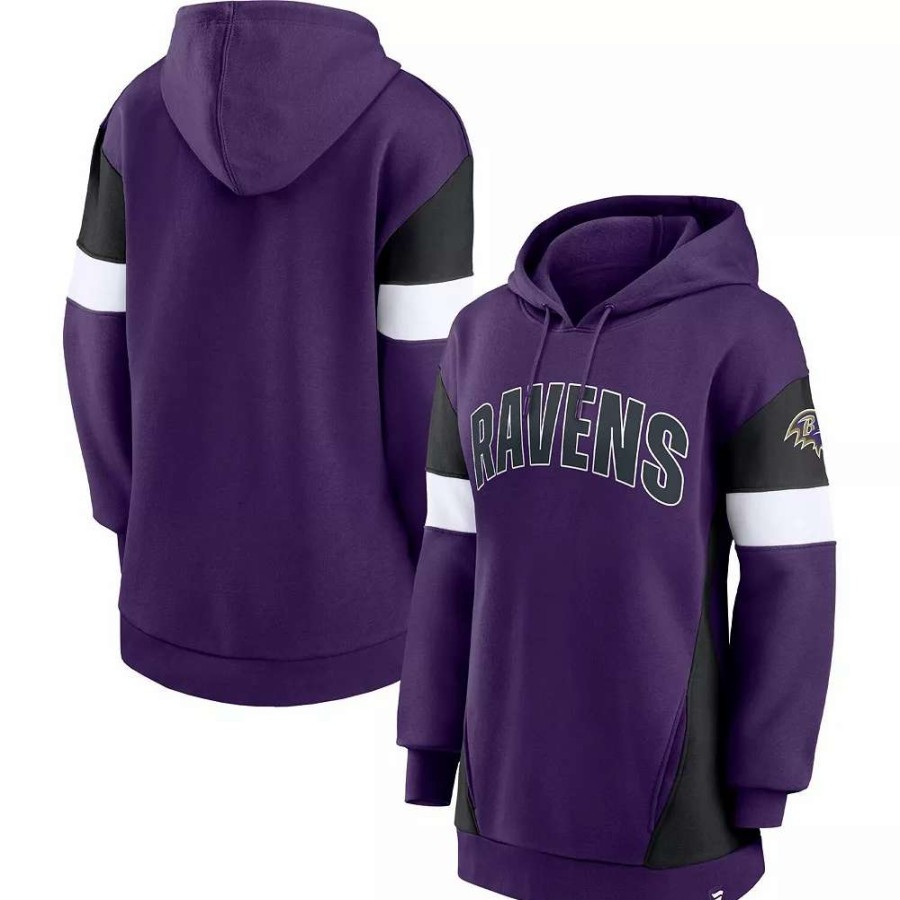 Tops * | Women'S Fanatics Branded Purple/Black Baltimore Ravens Lock It Down Pullover Hoodie