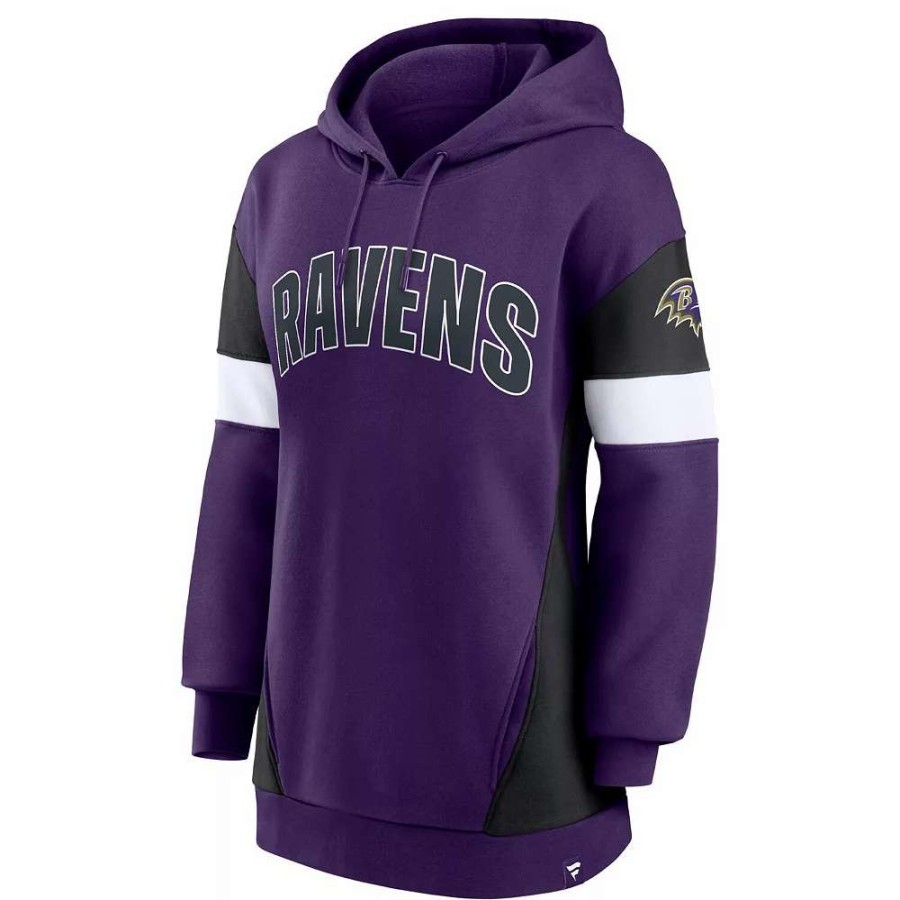 Tops * | Women'S Fanatics Branded Purple/Black Baltimore Ravens Lock It Down Pullover Hoodie