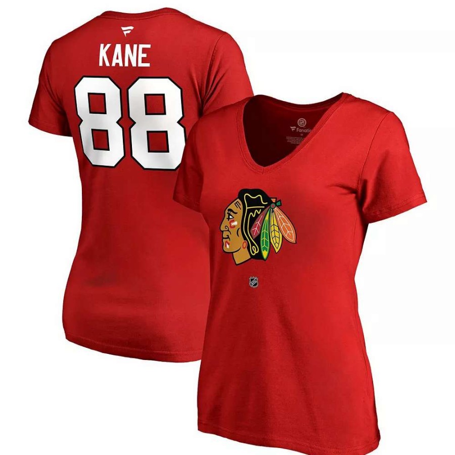 Tops * | Women'S Fanatics Branded Patrick Kane Red Chicago Blackhawks Name And Number V-Neck T-Shirt