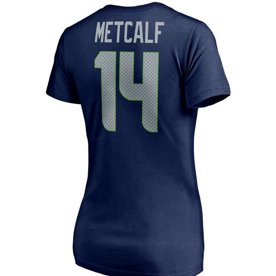 Tops * | Women'S Fanatics Branded Dk Metcalf College Navy Seattle Seahawks Player Icon Name & Number V-Neck T-Shirt