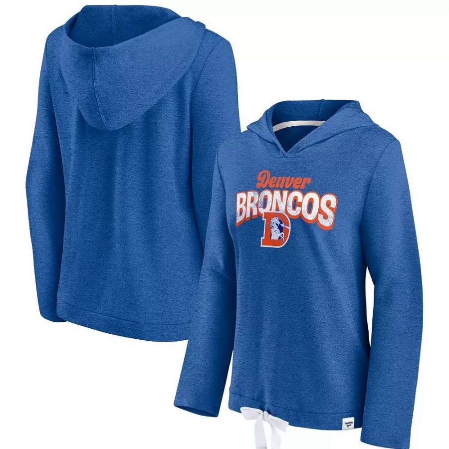 Tops * | Women'S Fanatics Branded Heathered Royal Denver Broncos First Team Flowy Pullover Hoodie