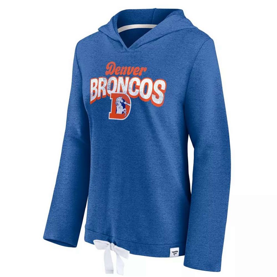 Tops * | Women'S Fanatics Branded Heathered Royal Denver Broncos First Team Flowy Pullover Hoodie