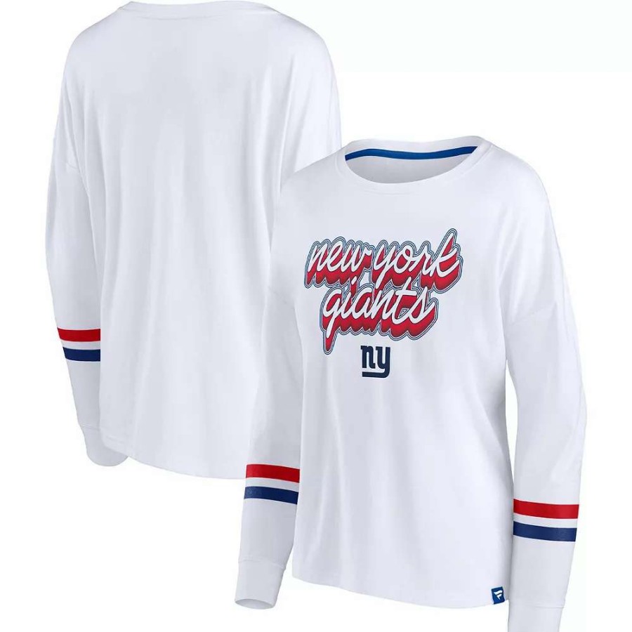 Tops * | Women'S Fanatics Branded White New York Giants Retro Power Long Sleeve T-Shirt