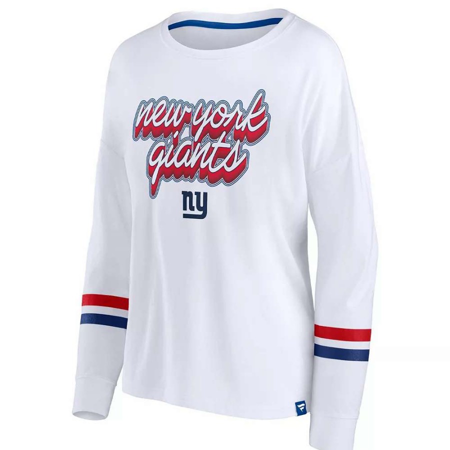 Tops * | Women'S Fanatics Branded White New York Giants Retro Power Long Sleeve T-Shirt