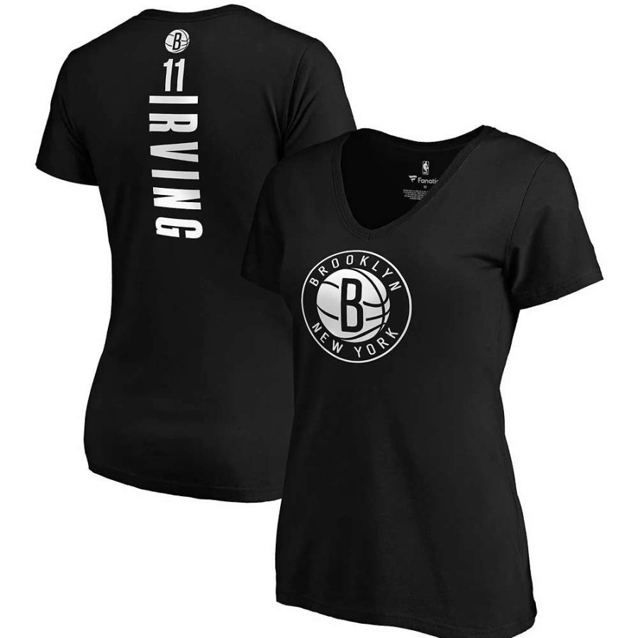 Tops * | Women'S Fanatics Branded Kyrie Irving Black Brooklyn Nets Playmaker Logo Name & Number V-Neck T-Shirt