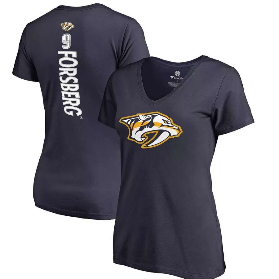 Tops * | Women'S Adult Filip Forsberg Navy Nashville Predators Plus Size Backer Name & Number T-Shirt