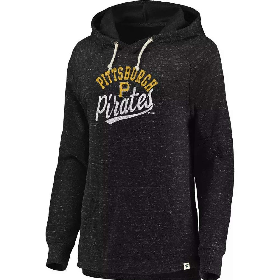 Tops * | Women'S Fanatics Branded Black Pittsburgh Pirates Faded Script Raglan Pullover Hoodie