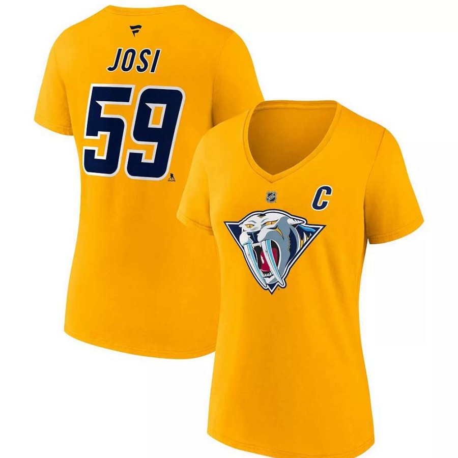 Tops * | Women'S Fanatics Branded Roman Josi Yellow Nashville Predators Special Edition 2.0 Name & Number V-Neck T-Shirt