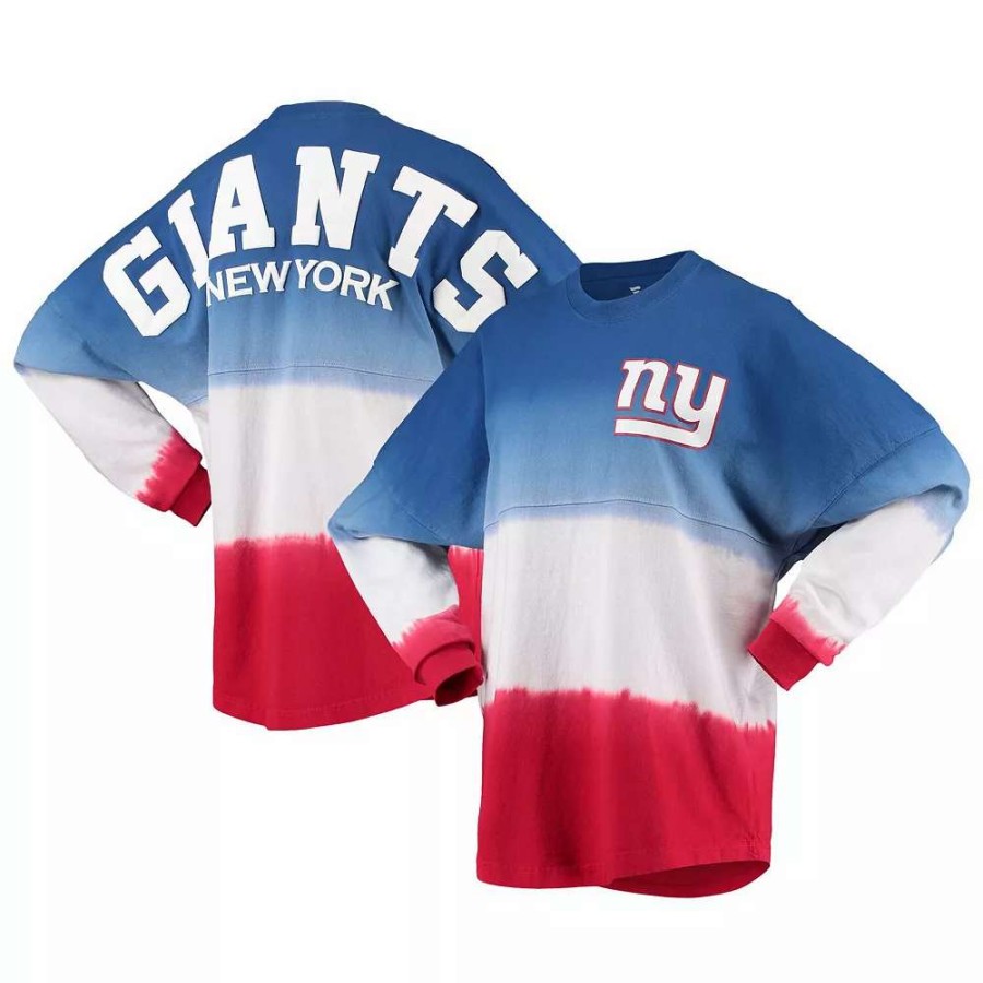 Tops * | Women'S Fanatics Branded Royal/Red New York Giants Ombre Long Sleeve T-Shirt