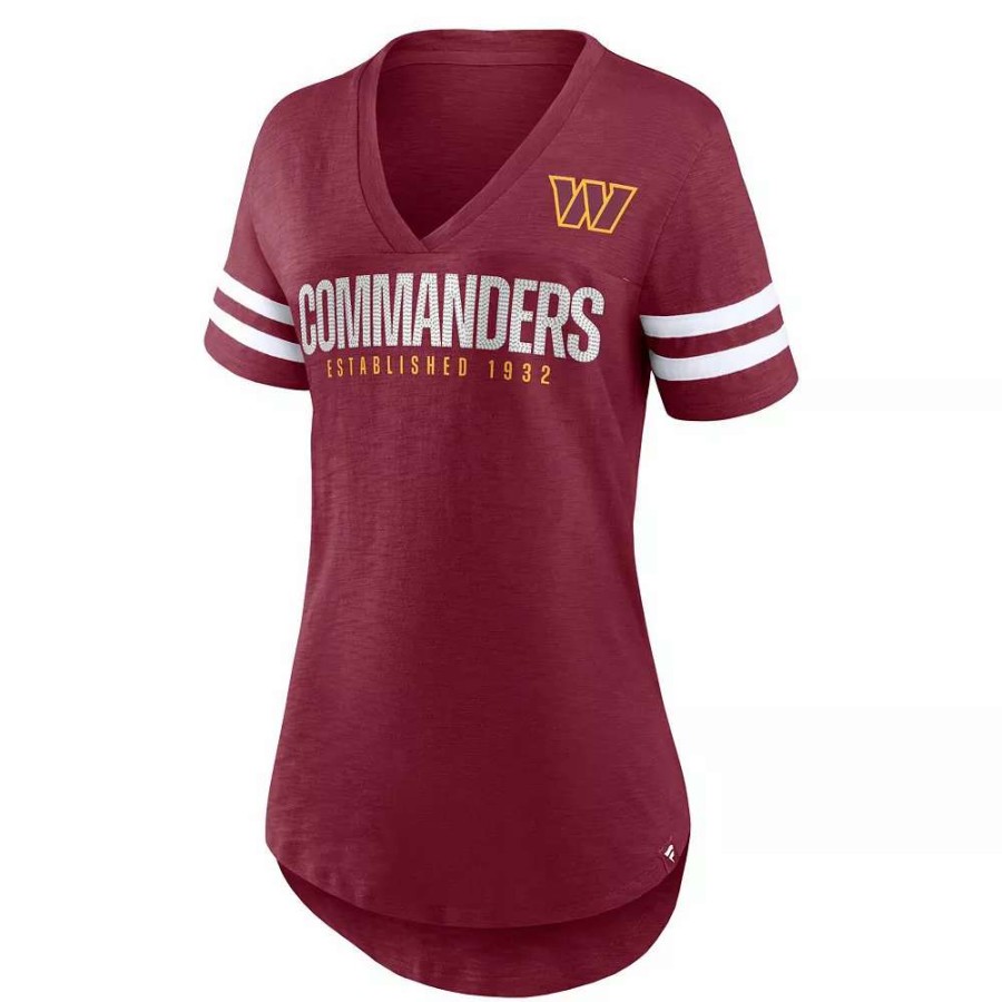 Tops * | Women'S Fanatics Branded Burgundy Washington Commanders Speed Tested V-Neck T-Shirt