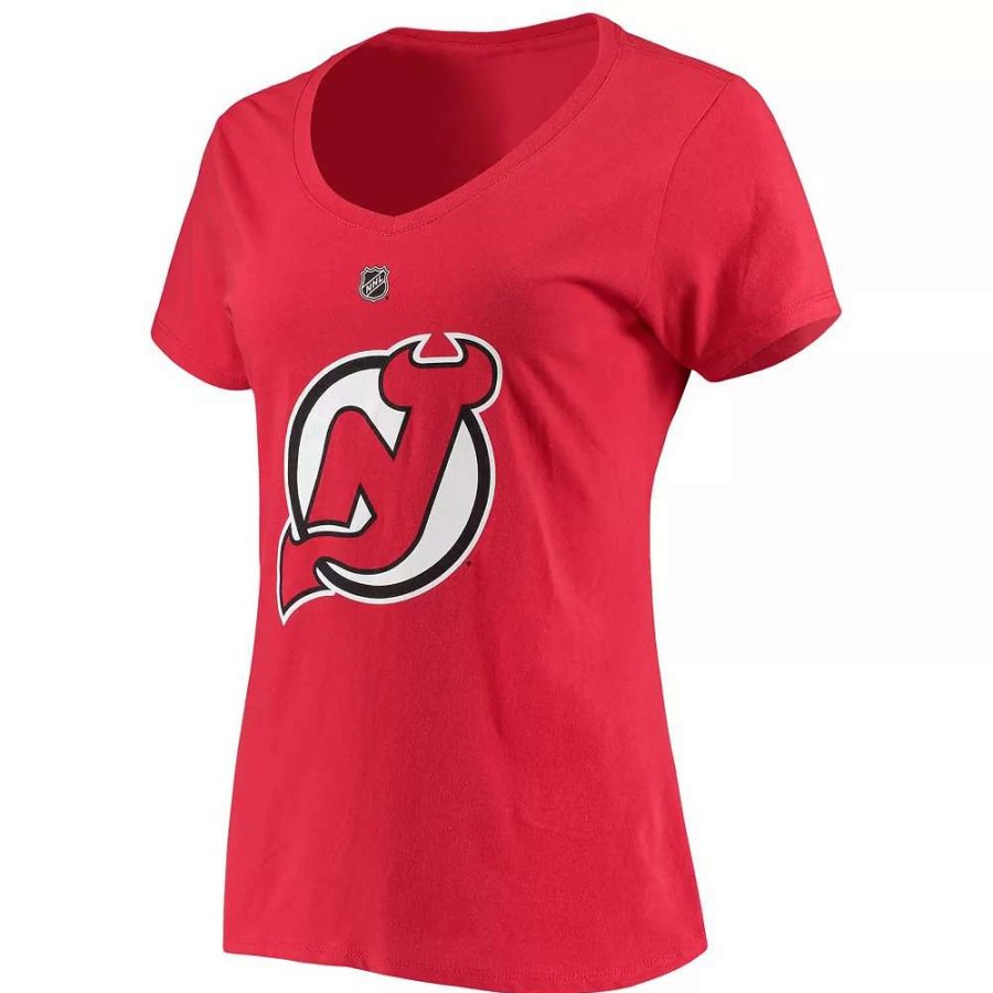 Tops * | Women'S Fanatics Branded P.K. Subban Red New Jersey Devils Team Authentic Stack Name & Number V-Neck T-Shirt