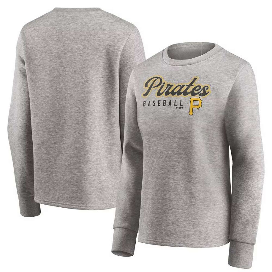 Tops * | Women'S Fanatics Branded Heathered Gray Pittsburgh Pirates Crew Pullover Sweater