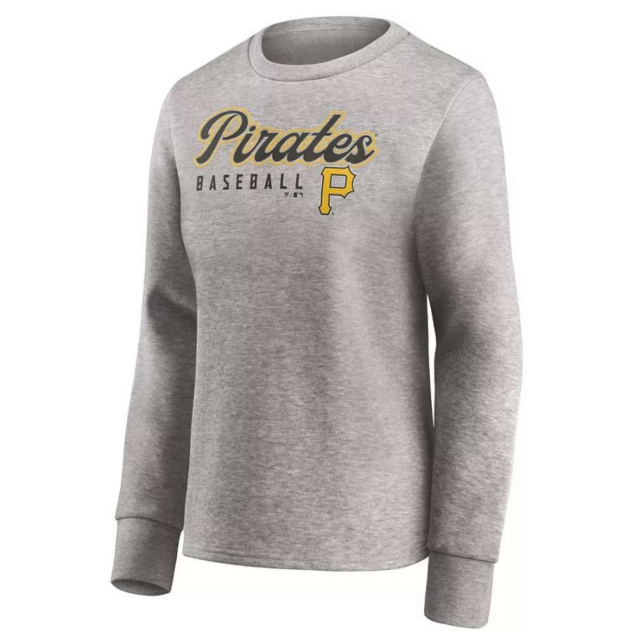 Tops * | Women'S Fanatics Branded Heathered Gray Pittsburgh Pirates Crew Pullover Sweater