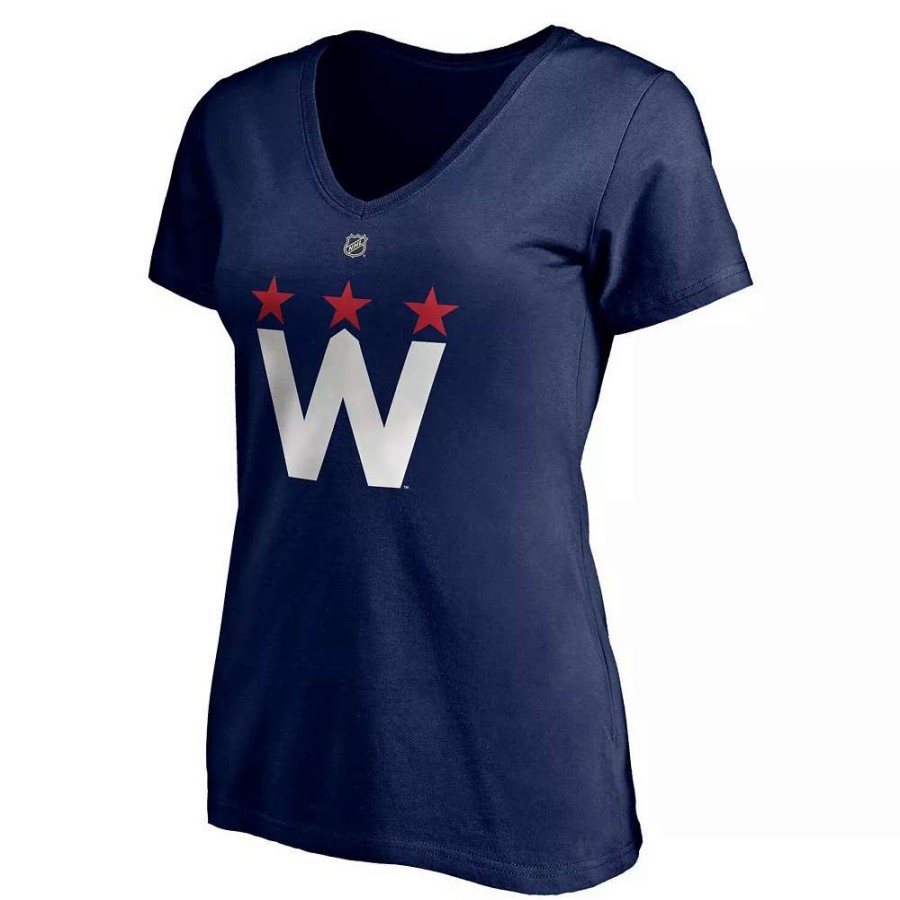 Tops * | Women'S Fanatics Branded Tom Wilson Navy Washington Capitals 2020/21 Alternate Authentic Stack Name & Number V-Neck T-Shirt