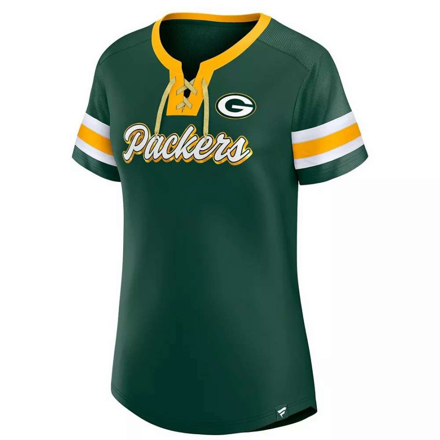 Tops * | Women'S Fanatics Branded Green Green Bay Packers Original State Lace-Up T-Shirt