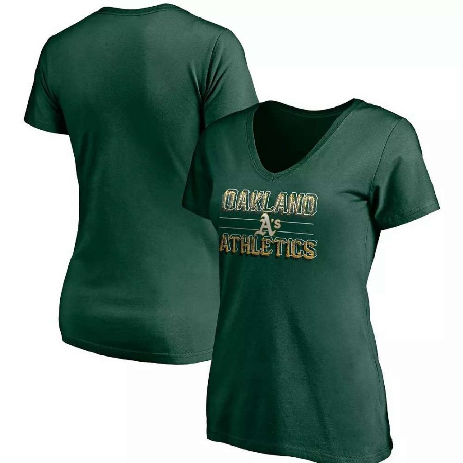 Tops * | Women'S Fanatics Branded Green Oakland Athletics Compulsion To Win V-Neck T-Shirt