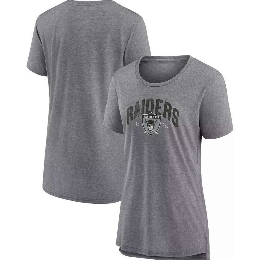 Tops * | Women'S Fanatics Branded Heathered Gray Las Vegas Raiders Drop Back Modern Tri-Blend T-Shirt