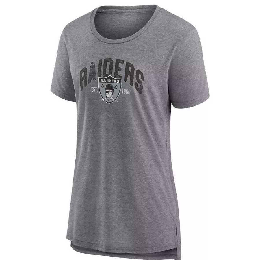 Tops * | Women'S Fanatics Branded Heathered Gray Las Vegas Raiders Drop Back Modern Tri-Blend T-Shirt