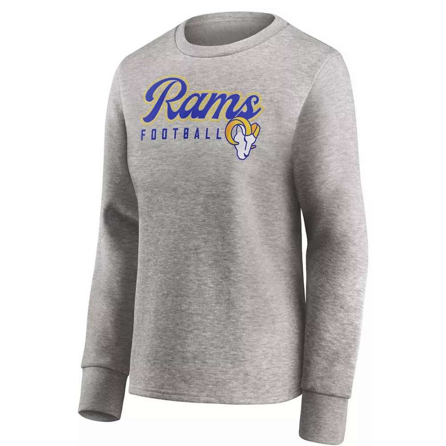 Tops * | Women'S Fanatics Branded Heathered Gray Los Angeles Rams Fan Favorite Script Pullover Sweatshirt