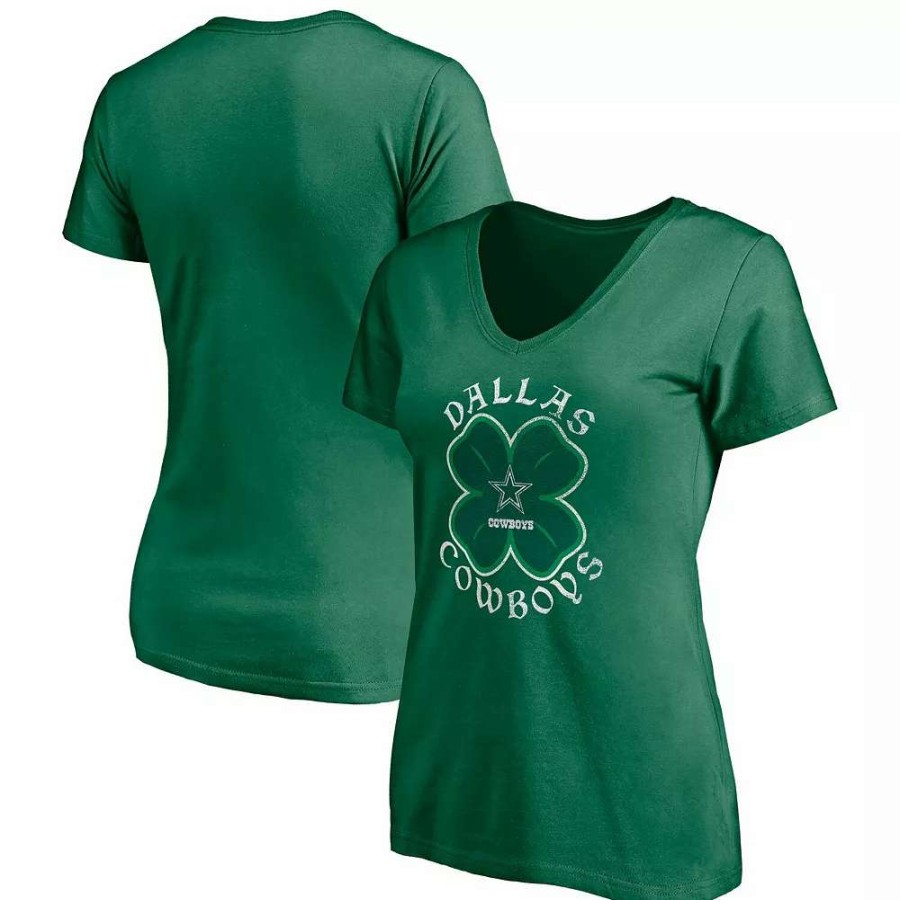 Tops * | Women'S Fanatics Branded Green Dallas Cowboys Celtic V-Neck T-Shirt