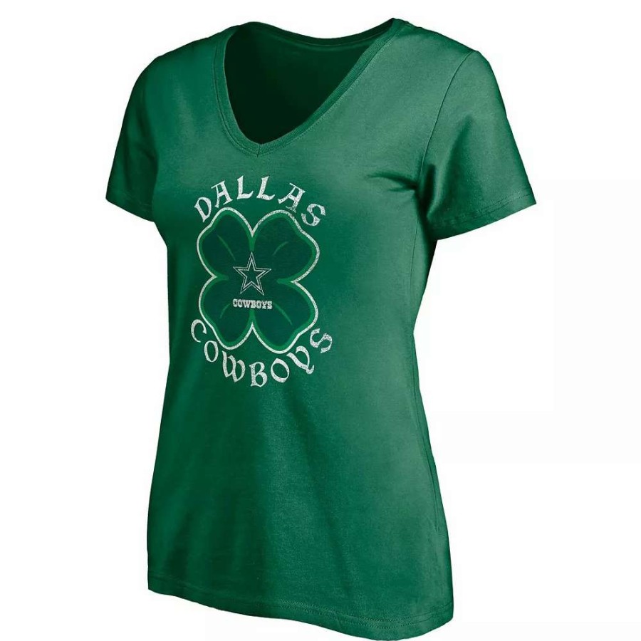 Tops * | Women'S Fanatics Branded Green Dallas Cowboys Celtic V-Neck T-Shirt