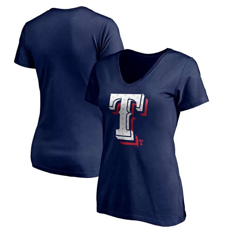 Tops * | Women'S Fanatics Branded Navy Texas Rangers Red White & Team V-Neck T-Shirt