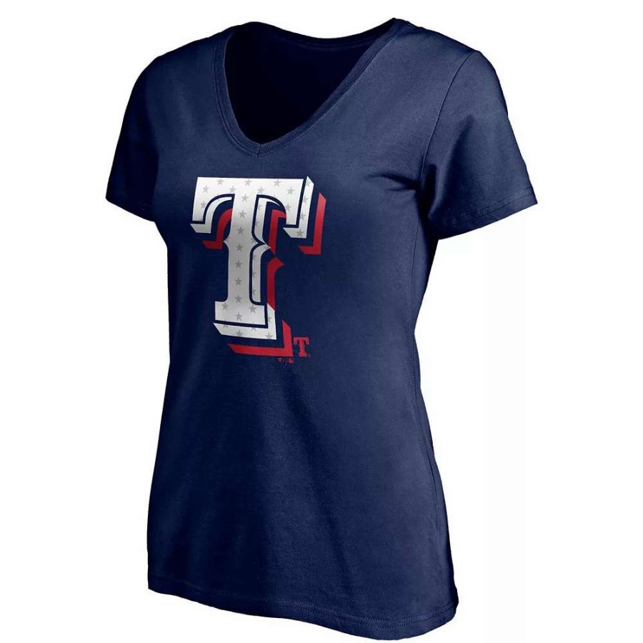 Tops * | Women'S Fanatics Branded Navy Texas Rangers Red White & Team V-Neck T-Shirt