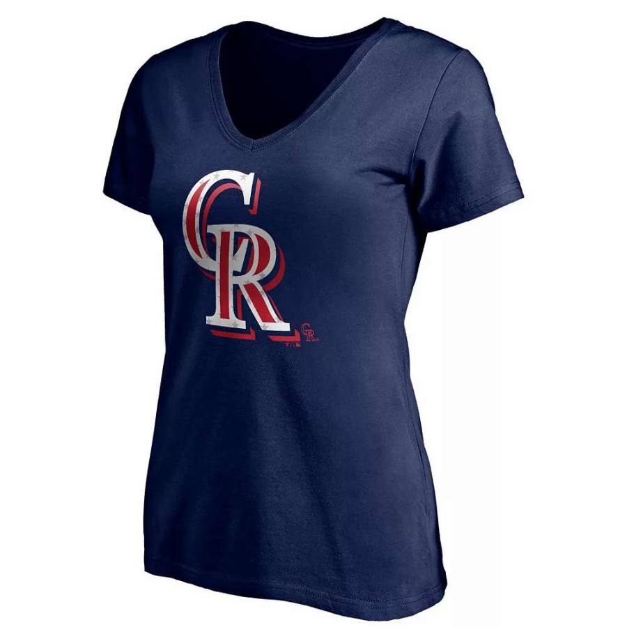 Tops * | Women'S Fanatics Branded Navy Colorado Rockies Red White & Team V-Neck T-Shirt