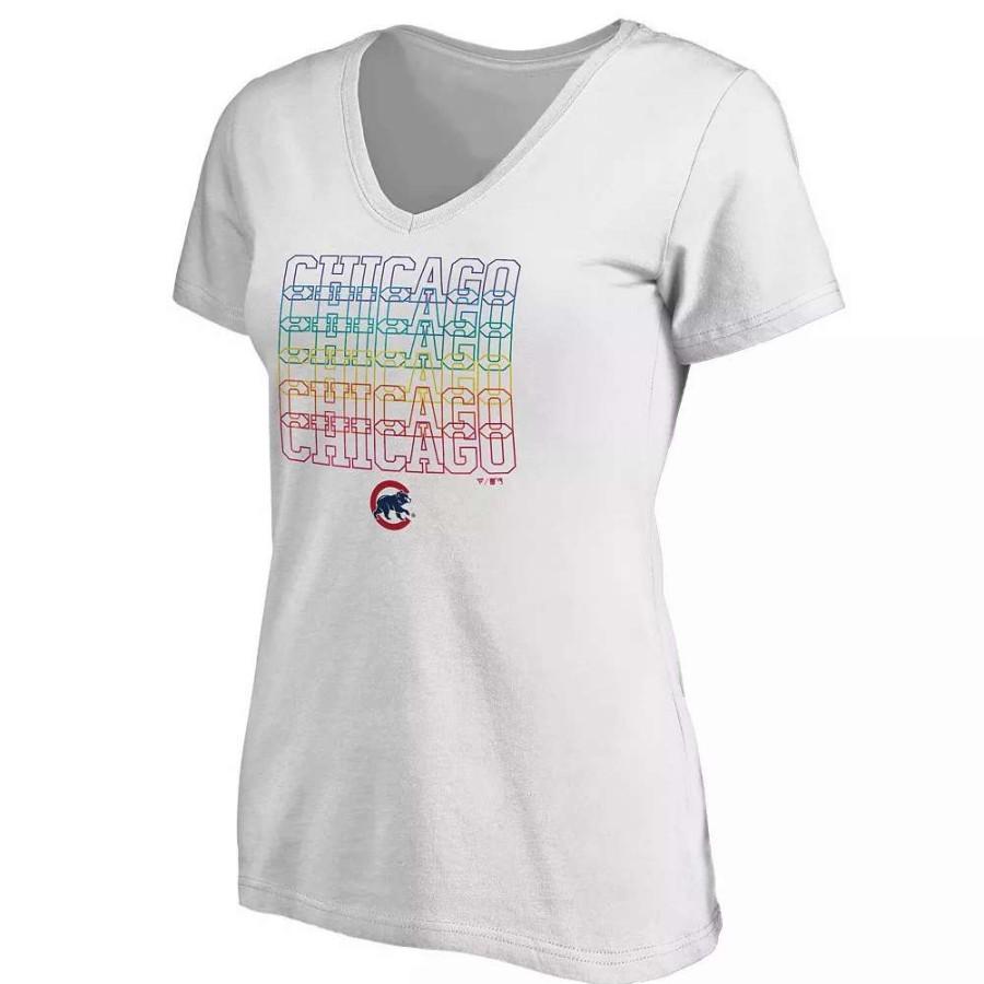 Tops * | Women'S Fanatics Branded White Chicago Cubs City Pride V-Neck T-Shirt