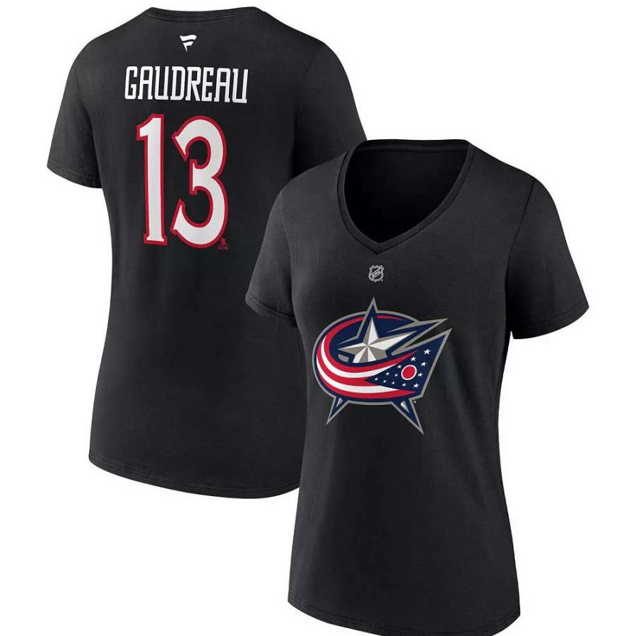 Tops * | Women'S Fanatics Branded Johnny Gaudreau Black Columbus Blue Jackets Special Edition 2.0 Name & Number V-Neck T-Shirt