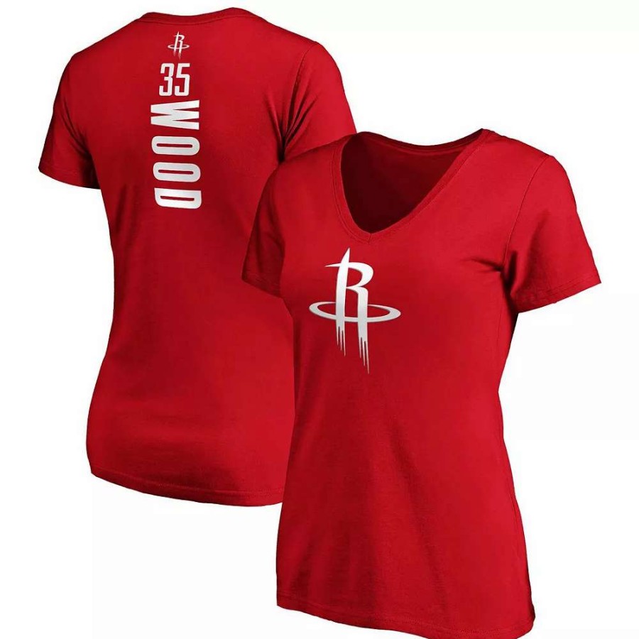 Tops * | Women'S Fanatics Branded Christian Wood Red Houston Rockets Playmaker Name & Number V-Neck T-Shirt