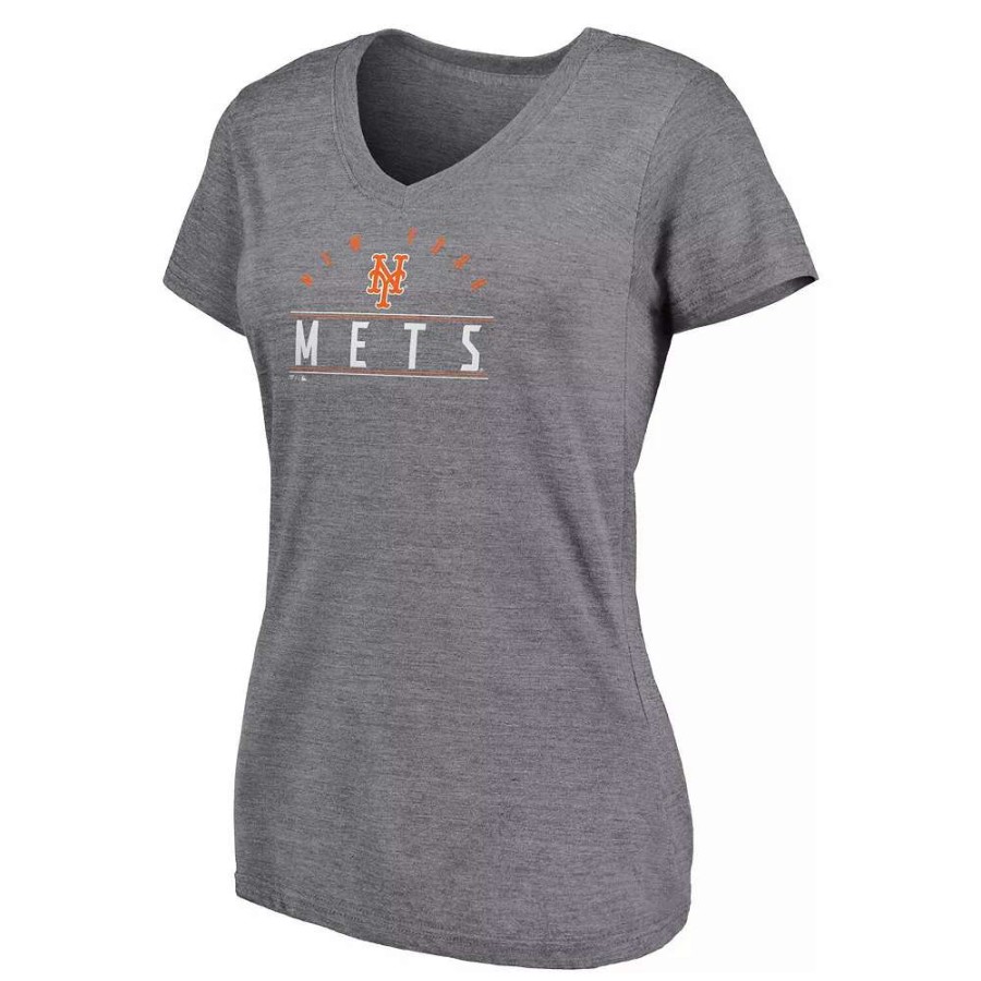 Tops * | Women'S Fanatics Branded Heather Gray New York Mets League Leader V-Neck T-Shirt