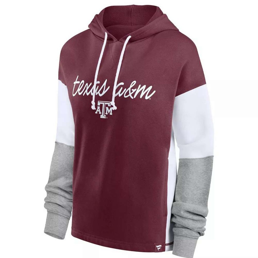 Tops * | Women'S Fanatics Branded Maroon Texas A&M Aggies Play It Safe Colorblock Pullover Hoodie