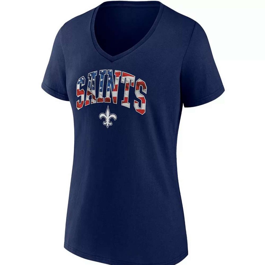 Tops * | Women'S Fanatics Branded Navy New Orleans Saints Team Banner Wave V-Neck T-Shirt