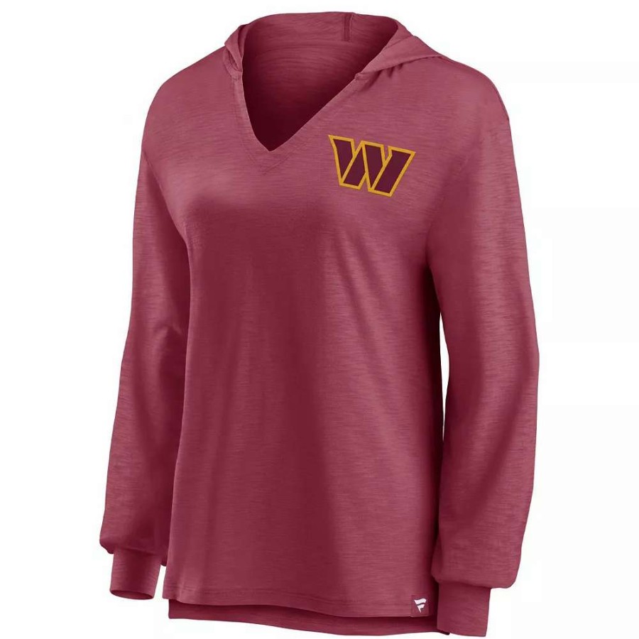 Tops * | Women'S Fanatics Branded Burgundy Washington Commanders Jumper V-Neck Pullover Hoodie