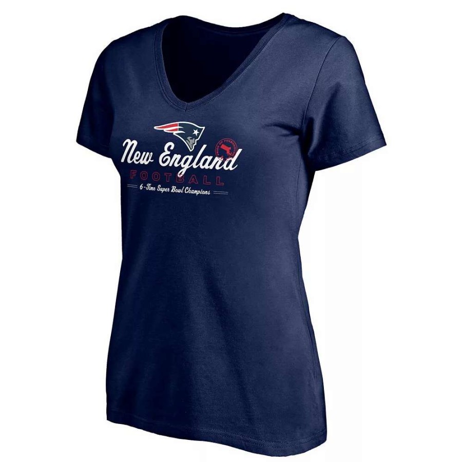 Tops * | Women'S Fanatics Branded Navy New England Patriots Hometown Collection Wildcat V-Neck T-Shirt