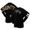 Tops * | Women'S Fanatics Branded Black New Orleans Saints Spirit Jersey Lace-Up V-Neck Long Sleeve T-Shirt